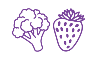 Illustration of broccoli and strawberry