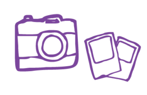 Illustration of camera and polaroid pictures